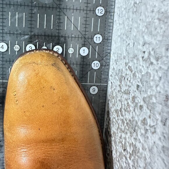 Double-H Women Size 7B Brown Tan Leather Pull On Low Heel Western Cowboy Boot - Picture 14 of 14